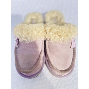 UGG Dakota Suede Slippers Lavender Purple Sheepskin Bow Moccasins Lavender 7